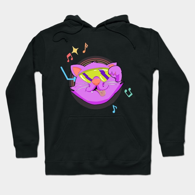 Funky Cat Vinyl Music  funny cat with funky glasses Hoodie by FilMate